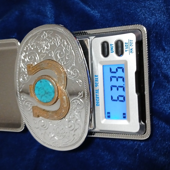 Silverstone & Faux Turquoise Belt Buckle - Picture 8 of 8
